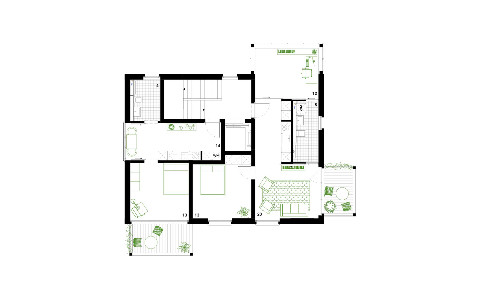 Neubau aus Holz Mehrfamilienhaus Waldhofstrasse Plan